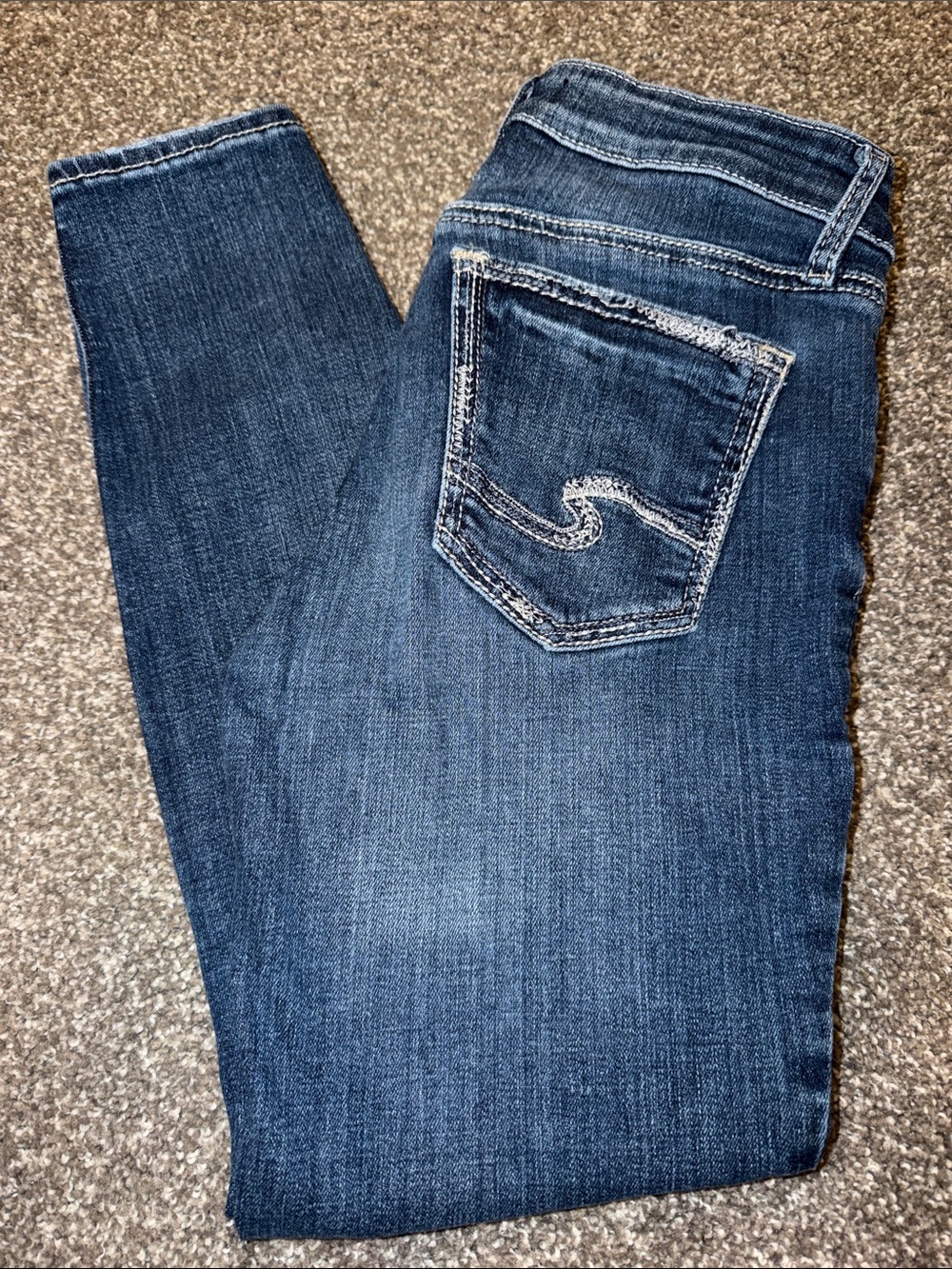 Y2K Women’s Silver Skinny Cropped Jeans in Dark Blue size 26x26